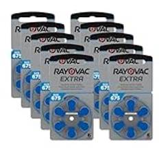 Rayovac Extra Advanced Zink luft hörapparat batteri (i storlek 675-pack, med 60 batterier, lämplig för hörapparater hörapparat hörförstärkare) blå