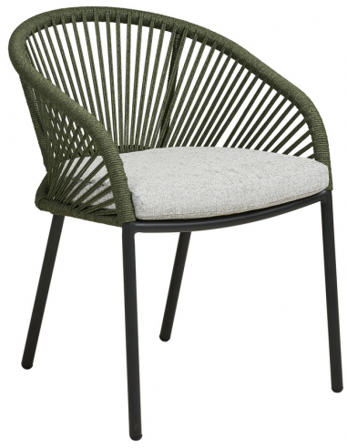 Sæt med 2 x NOVELLA Havestole i aluminium og polyester H77 cm - Antracit/Grøn/Grå