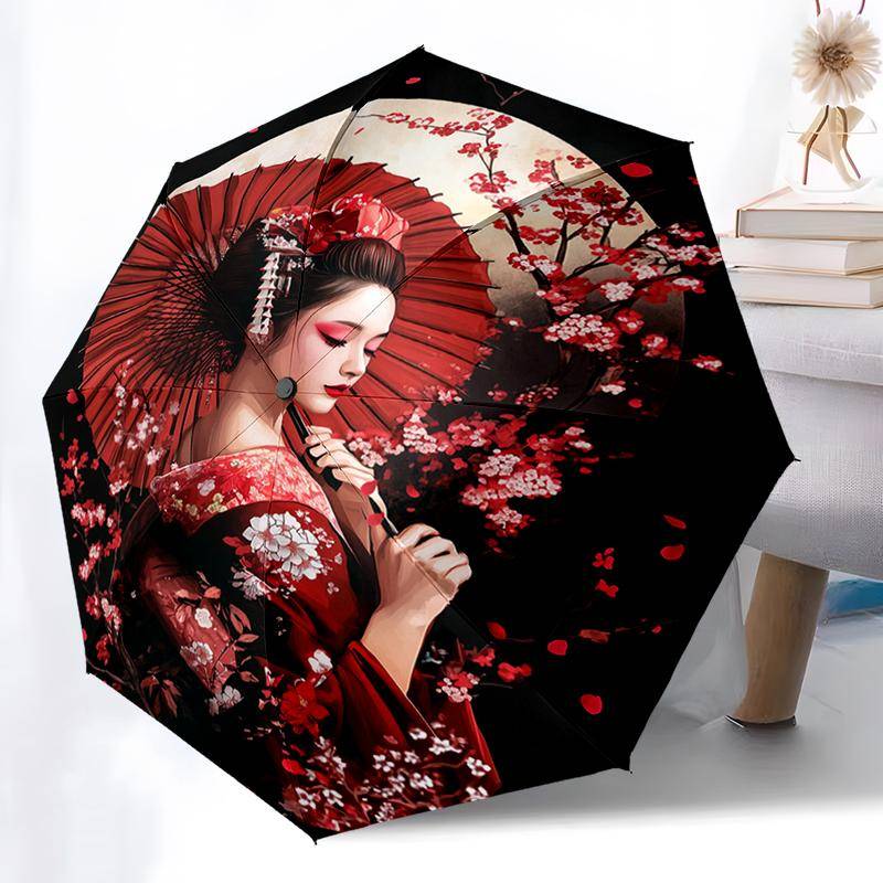 Japansk Geisha-paraply, Bärbart 8-ribbat järnställsparaply, Perfekt för utomhusresor, Hemtillbehör, Födelsedag Julklappar gray
