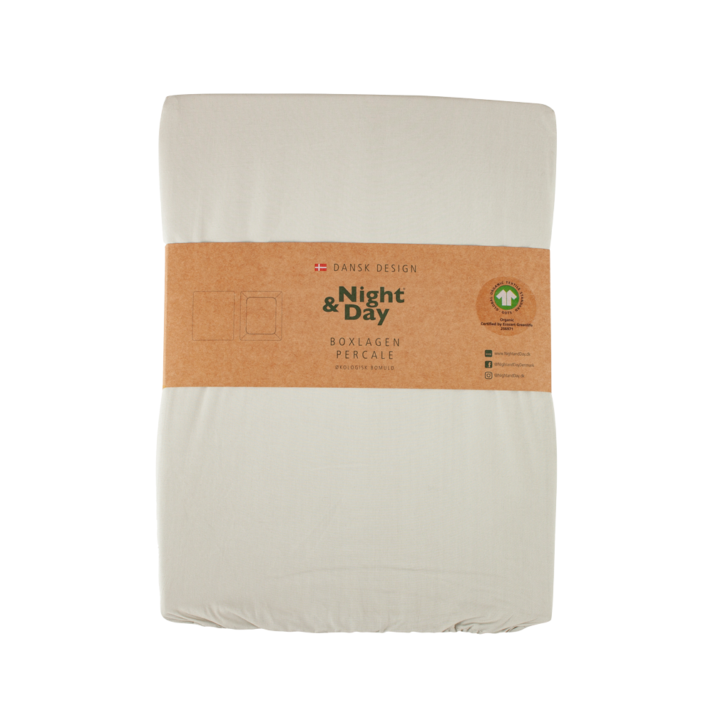 Night & Day PERCALE Økologisk Boxlagen - 90x200x30 cm , Sand