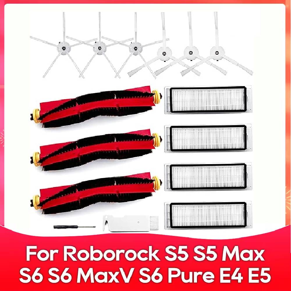 For Xiaomi Roborock S5 Max S6 Pure, E4, E5 S6 Maxv Vacuum Cleaner Replacement Kit Roller Brush HEPA Filter Mop Cloth Spare Parts