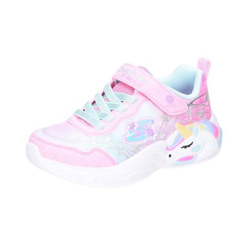 Skechers träningsskor för flickor, Rosa gnistrande nät turkos trim, 31 EU