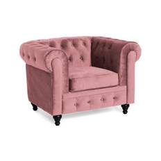 Fåtölj Walton Lyx Rostrosa Sammet - Rosa Chesterfield fåtölj Manor House