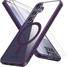 Protective Case - BOOLING - Samsung Galaxy S24 Plus - Silicone and PC - Purple - 2 Tempered Glass