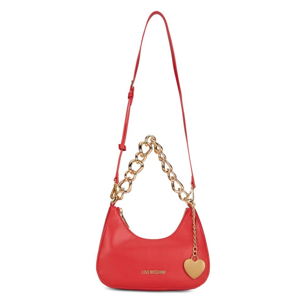 Love Moschino Skuldertaske med kæde - Tasker - Dame - Rød - ONE SIZE - Uld
