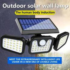 1/2/4 st 18650-800mAh 74LED högkapacitets solcellslampor utomhus delad solcells-LED-lampa utomhus solcellslampa trädgårdsrörelsesensor vägglampa, sold - Svart (1 st,2 st,4 st)