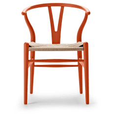 CH24 | Y-stolen FSC™-certifierad bok, målad, Soft Orange Red, naturfärgat snöre