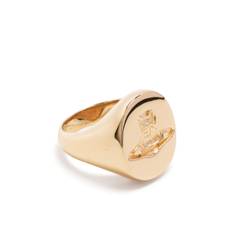 Vivienne Westwood - Orb-graverad silverring - herr - guldpläterat silver - M - Guldfärgad