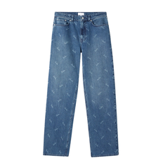 Lala Berlin Paola Printed Logo Denim Jeans - Washed Blue