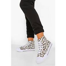 Wide Fit High Top Canvas Trainers - leopard - 37