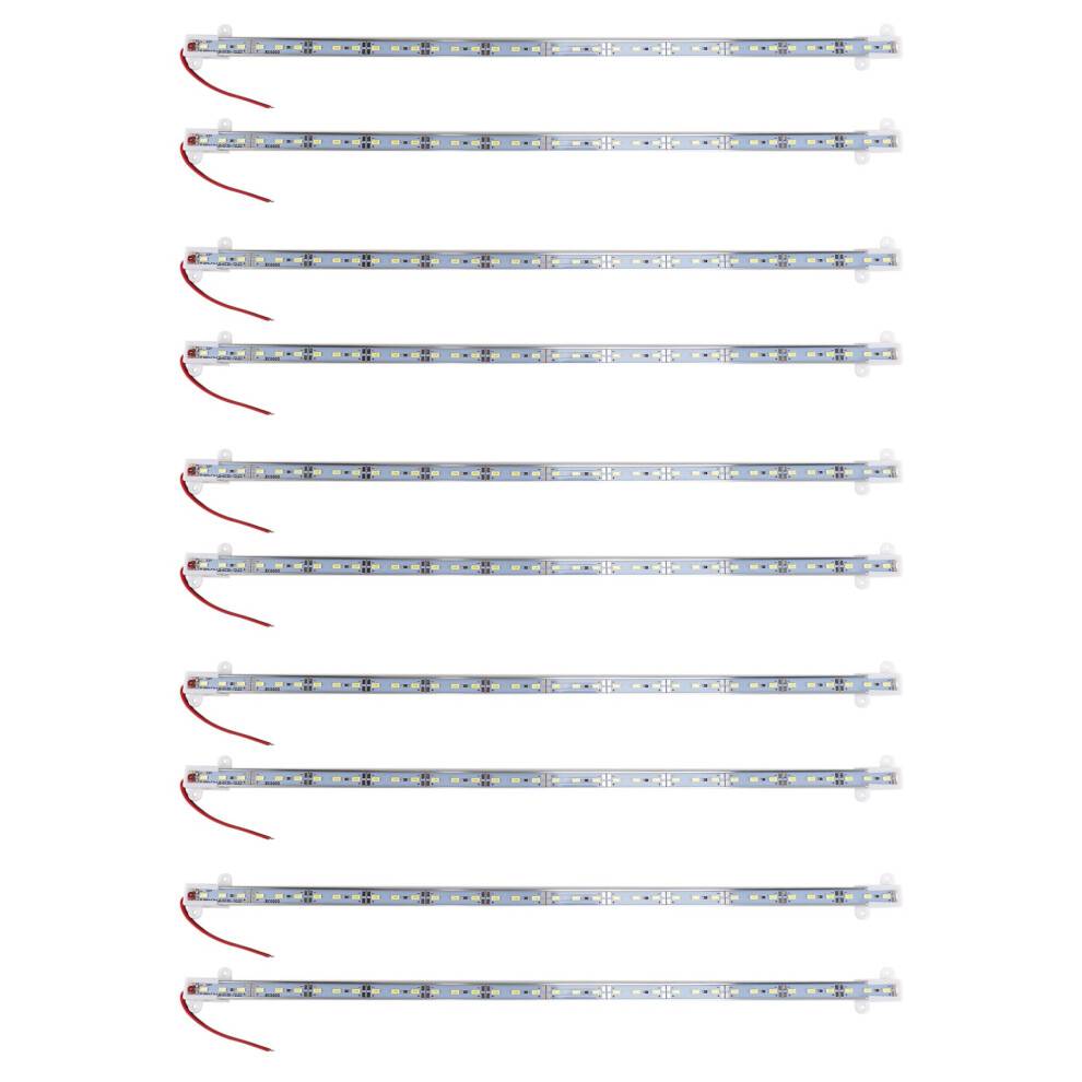 10X 50CM 12V 36 LED 5630 SMD Hard Strip Light Aluminum Shell with End Cap White