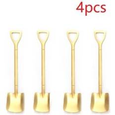 4 st kaffesked bestick set rostfritt stål retro järn spade glass sked skopa sked te-sked servis