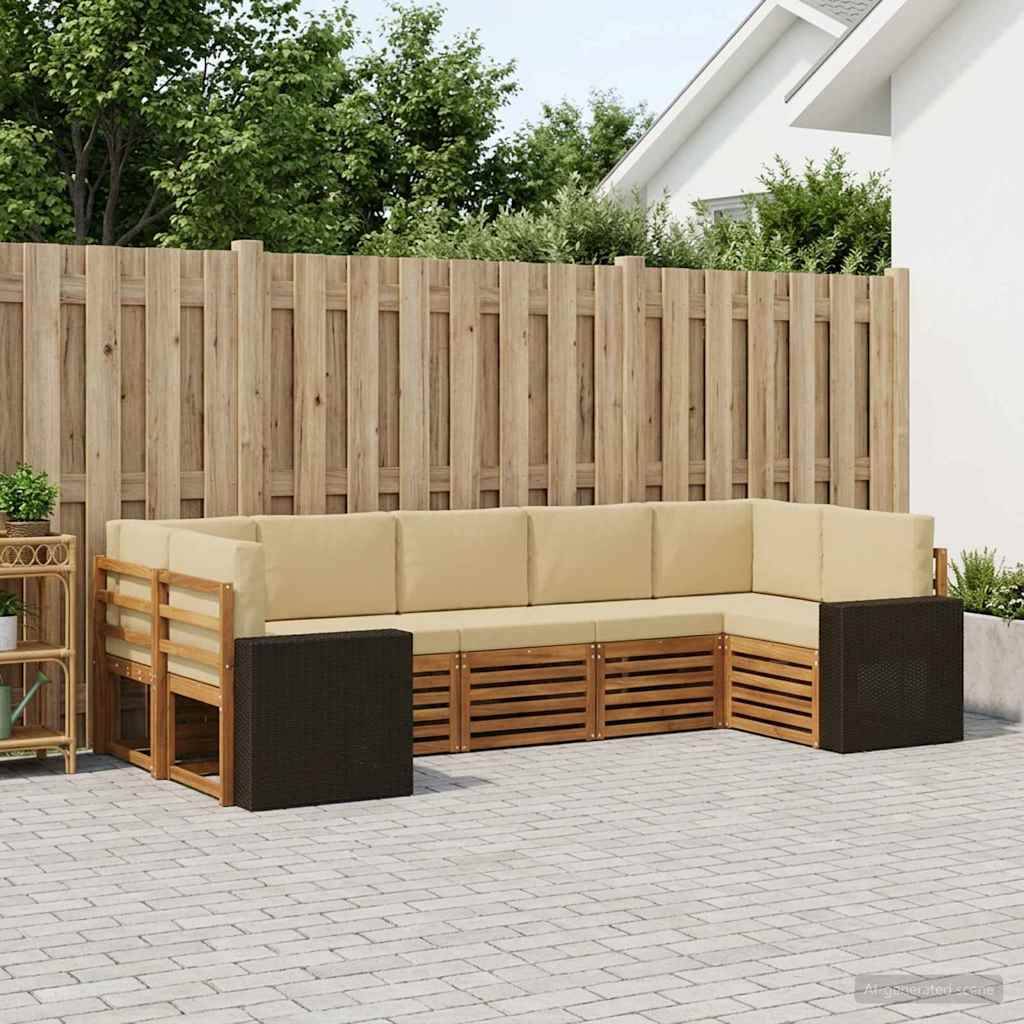 vidaXL Udendørs sofagruppe 7 stk. Naturlig og Beige Polyester