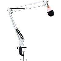 YOUSHARES Vit Mic Boom Arm Stand med Pop Filter - Mic Stand med Foam Cover Vindruta Kompatibel med Razer Seiren Mini Streaming Microphone