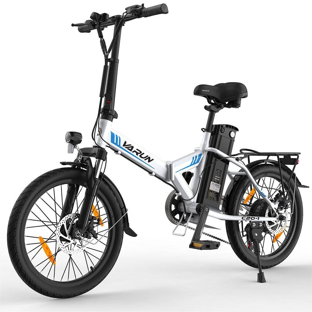 Elektrisk cykel hopfällbar VARUN 20 250W Motor Stadsebike 48V 7,8AH Topphastighet 25 km/h 7 Växlar Max Räckvidd 50 km Vit C20