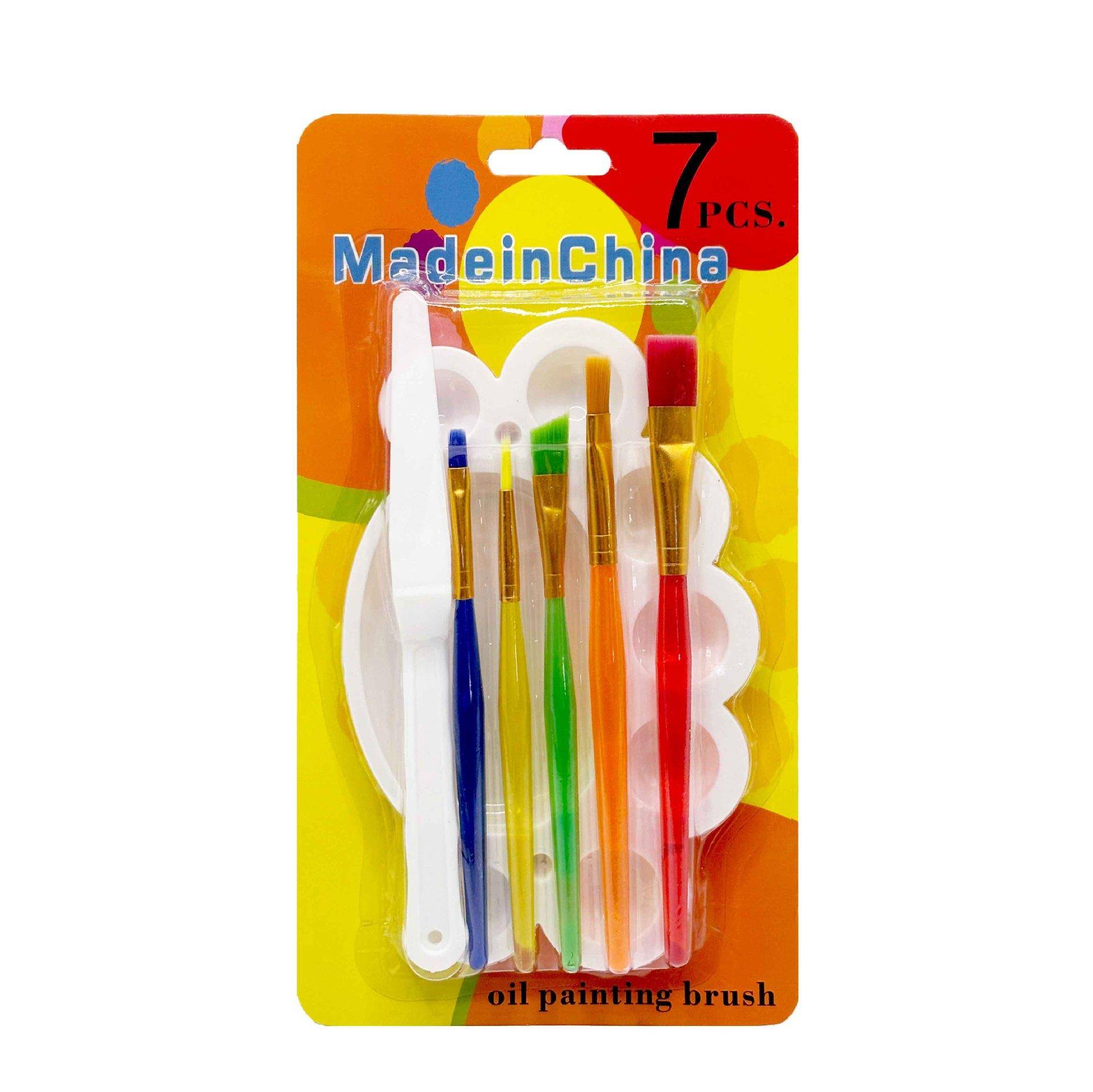 7pcs, Candy Color, Oil Painting Pen Set, Watercolor Palette, Painting Knife, Children's, Nylon Hair, DIY Art Painting Tool Pack of 1