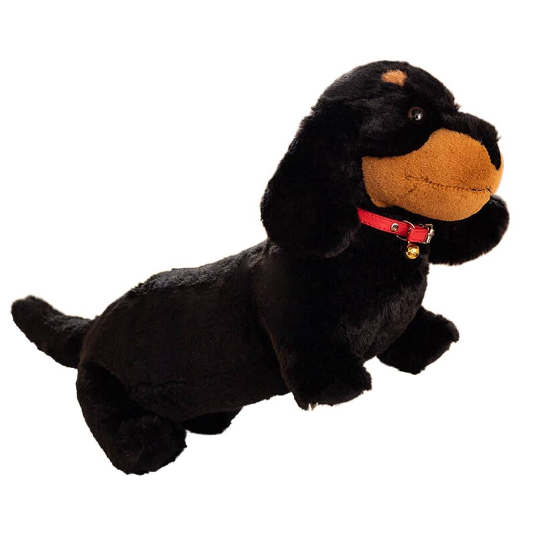 Dachshund Plush Dog Body Realistic Miniature Fluffy and Interior School Entrance Cute Gift Pillow, Dachshund, Sleepy, Lifelike, Soft, Soothing, Decor, svart