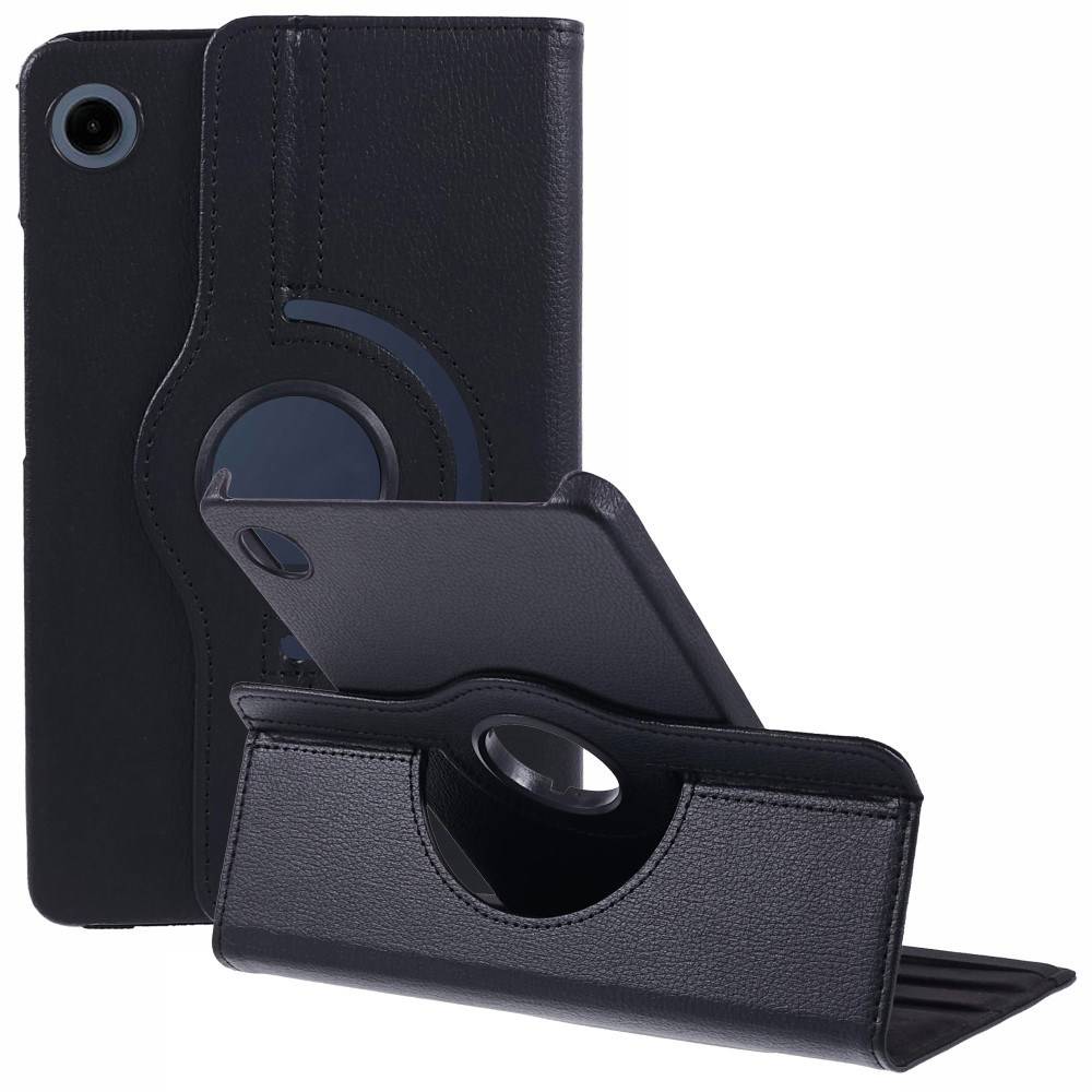 Samsung Galaxy Tab A9 8.7" / Tab A11 8.7" - läderfodral 360 grader roterbar - Svart