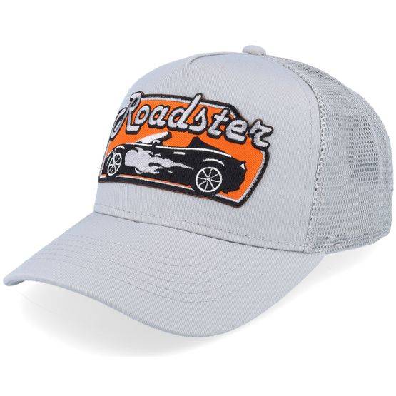 Kiddo Cap - Grå trucker Keps - Kids Roadster Car Big Patch Light Grey Trucker @ Hatstore