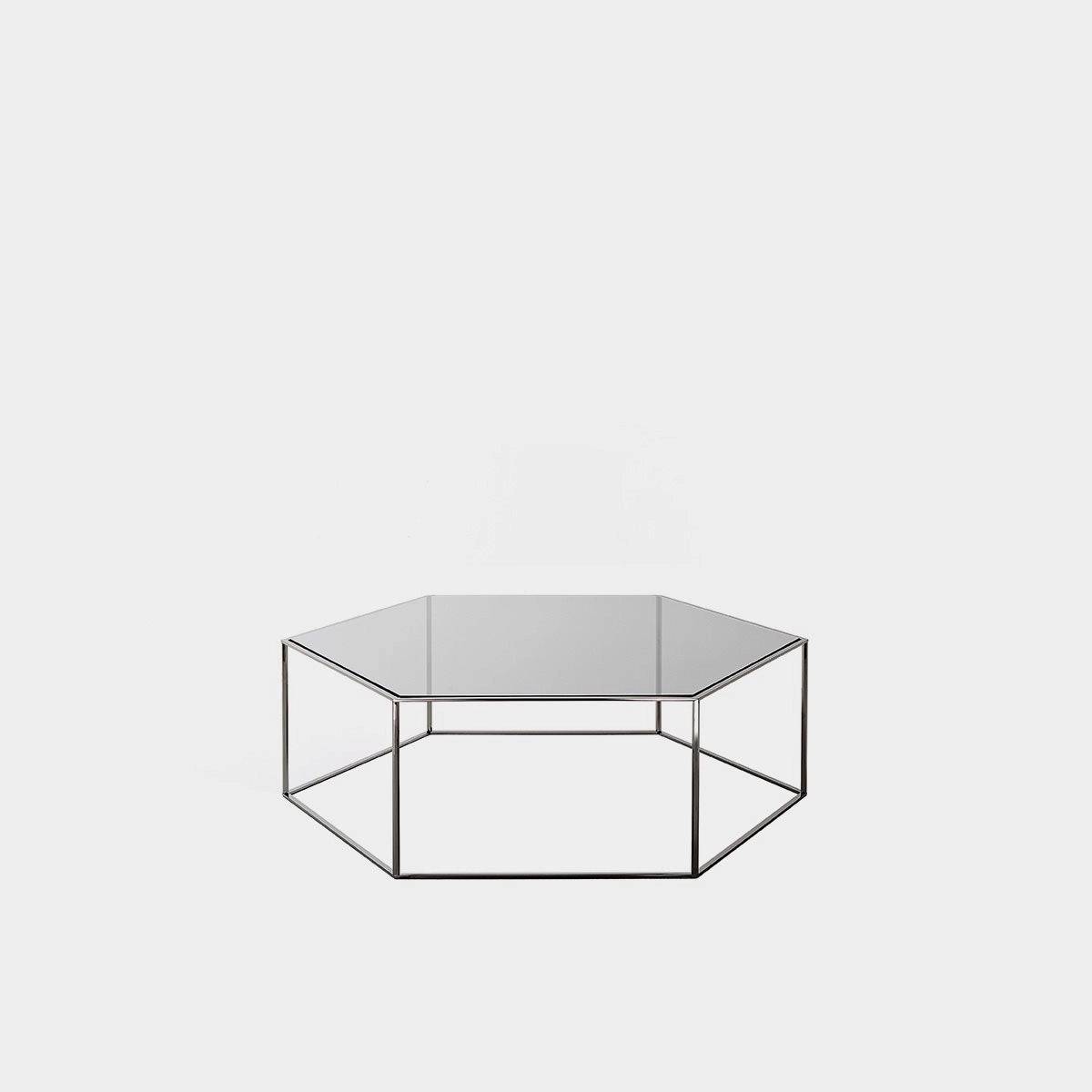Desalto Hexagon 690 Sofabord - Glas Top - Krom Stel - 80x80 - 25 cm.
