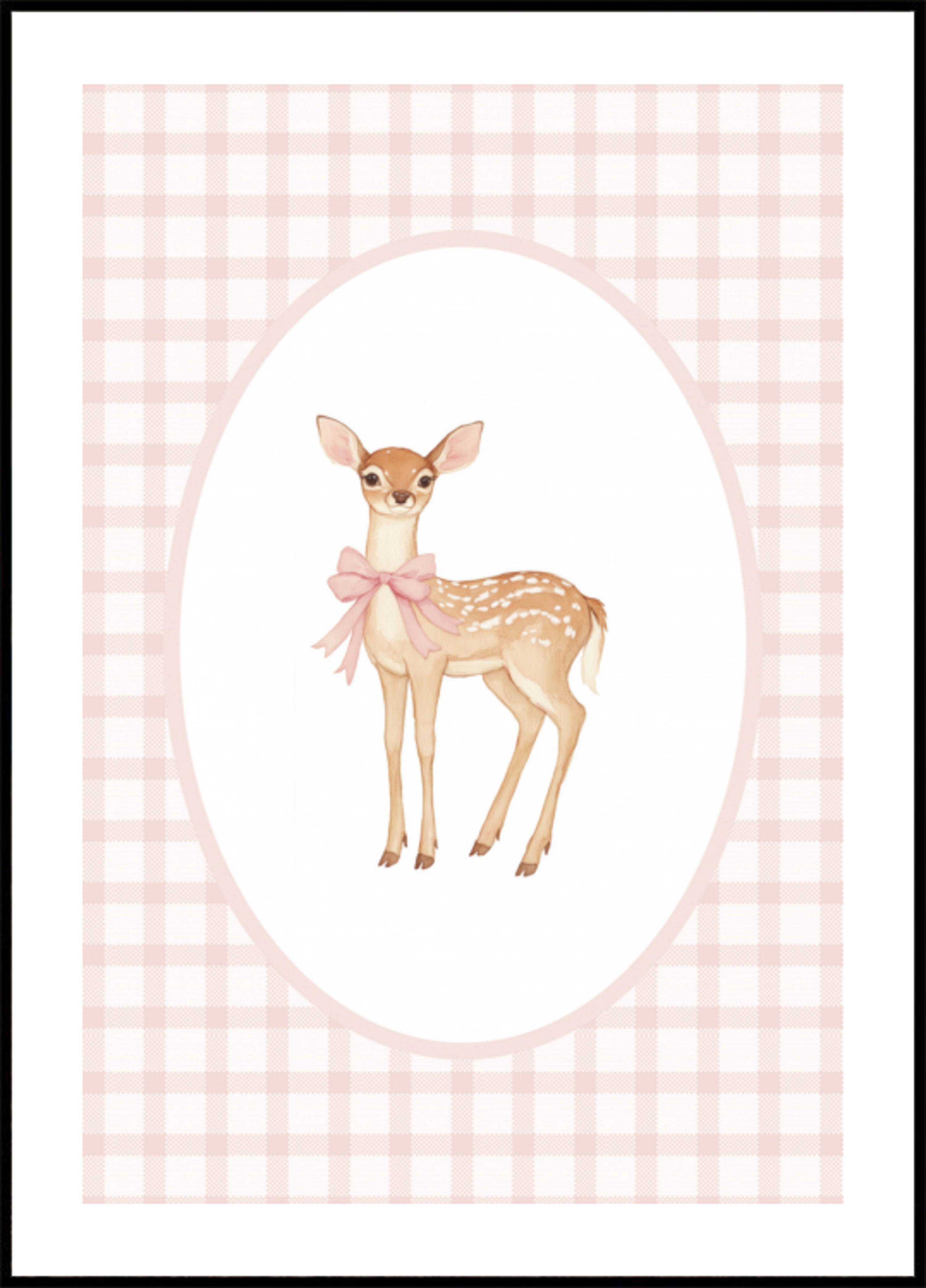 Cute Fawn Pink Bow (50x70) - Plakater > Barnväggskonst, BD