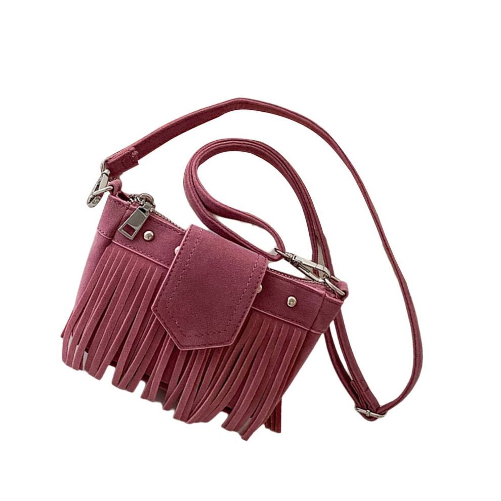Retro moderigtig kvast-crossbody-taske til kvinder i etnisk stil, lille firkantet pung med rigelig opbevaringsplads til hverdagsbrug