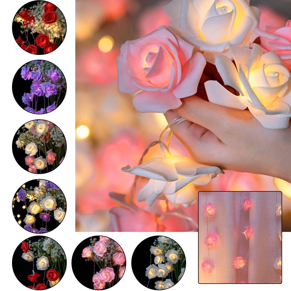 LED-ljusslinga med pärlrosa, USB-/batteridriven, 20 st