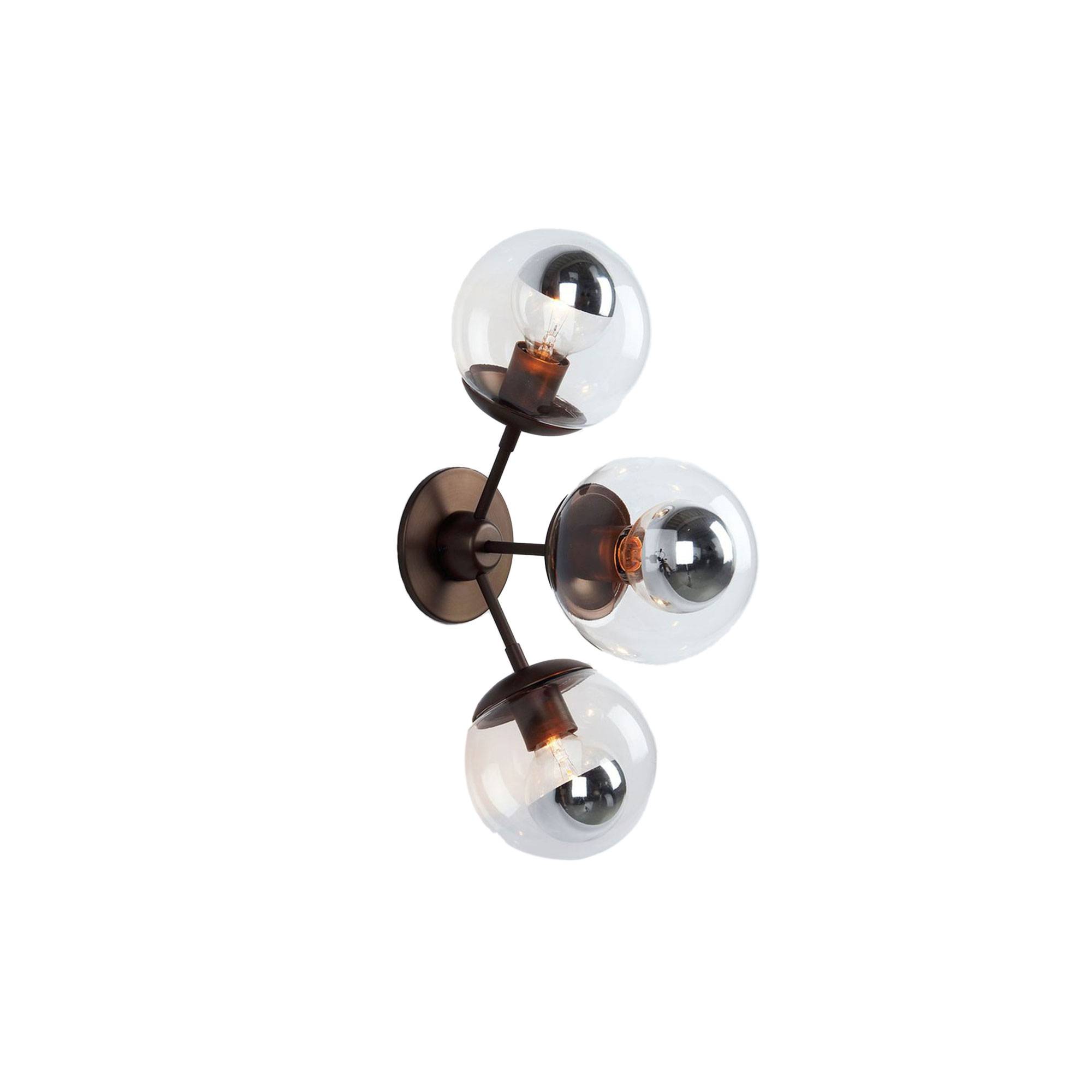 Roll & Hill - Modo Sconce - 3 Globes Klarglas, Brons - Væglamper - Jason Miller - Gennemsigtig,Bronze - Metal