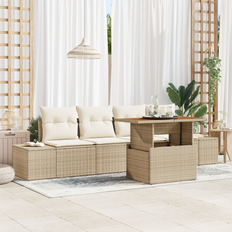 vidaXL 5-delt Have Sofa Sæt med Hynder Beige Poly Rattan