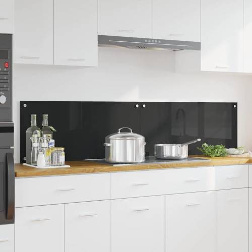 Köksskydd 2 pcs Svart 90 x 40 cm härdat glas