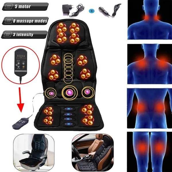 Elvärme bil SUV Massagekudde, Hemkudde Kropp Rygg Midja Avslappning Vibration Massage Stöddyna Svart svart