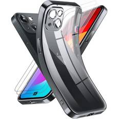 Coque Silicone pour iPhone 15 Noir et 2 Verres Trempés Vitre Protection d'écran