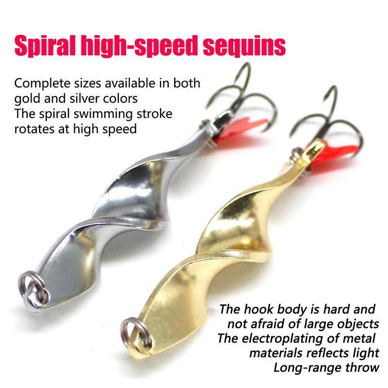 2 st Guld Silver 10/14/21/28g Roterande Metall Spinner Sked Fiskeagn Beten För Öring Gädda Fiske Fisk Diskantkrok Redskap