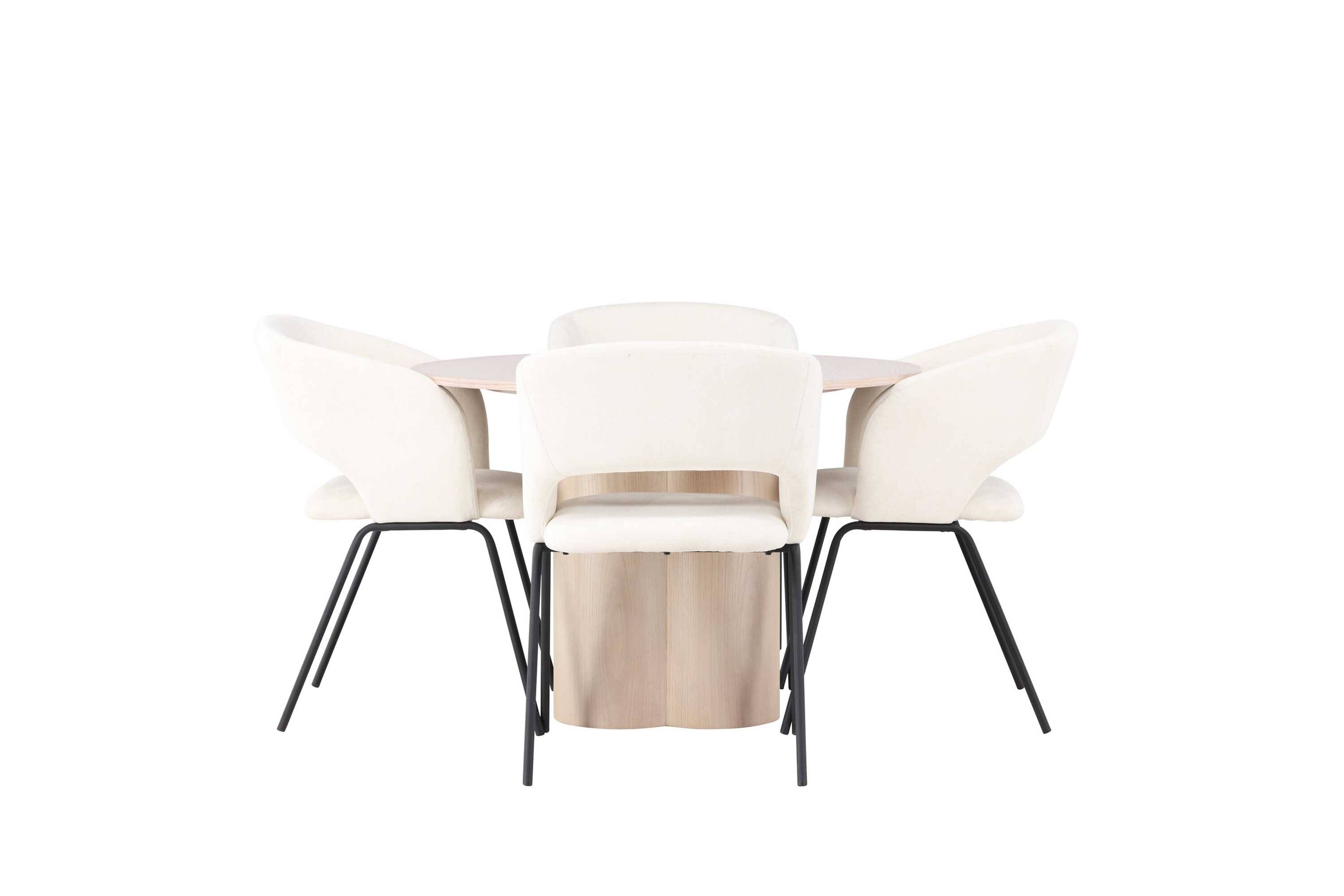 Venture Design Olivia & Day matgrupp Offwhite/vitwash 4 stolar & bord 110 cm