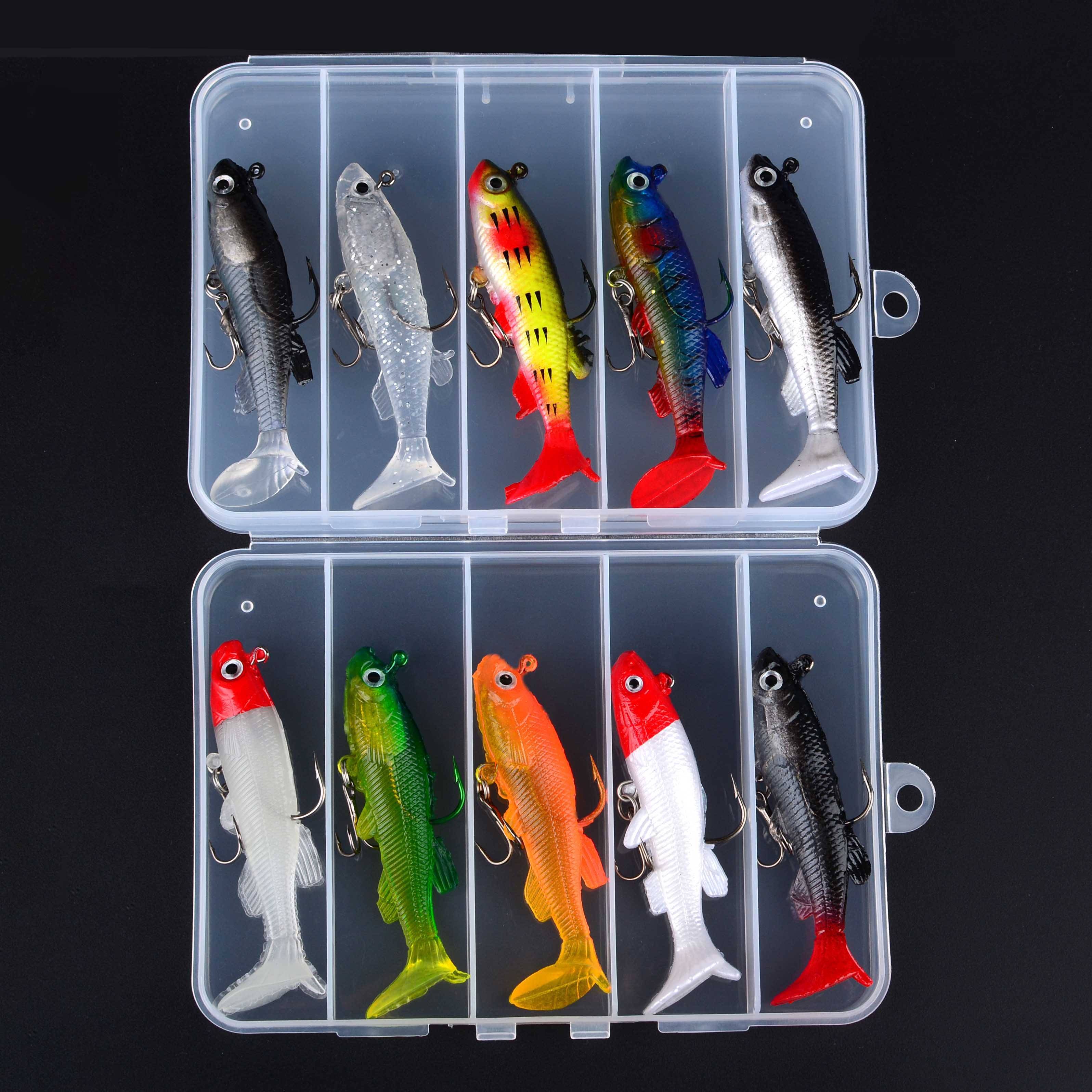5Pcs/Box Fishing Lures Soft Lure Wobblers Artificial Bait Spoon Jig Lures For Sea Bass Carp Pike Fishing Tackle