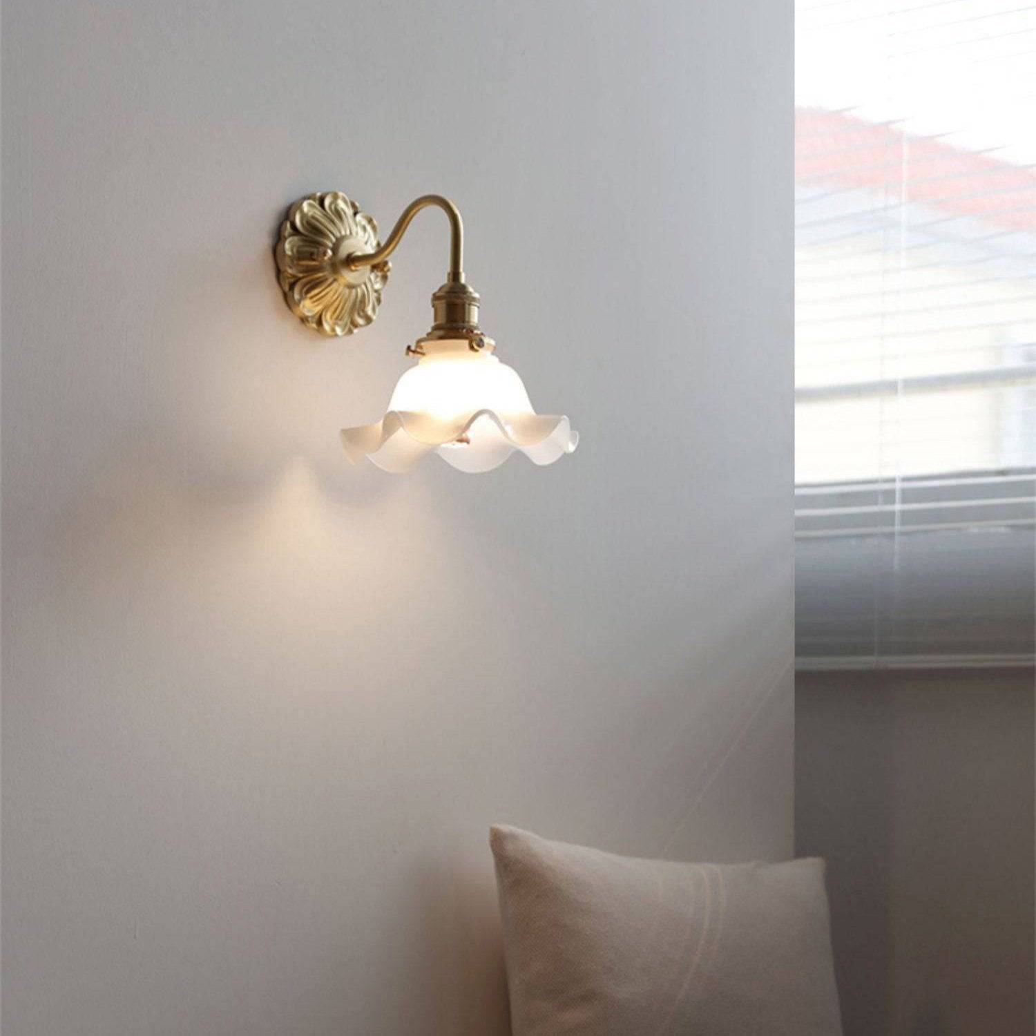 SfeerLuxe - Vädrad Glas Vägglampa med Svanhals - B