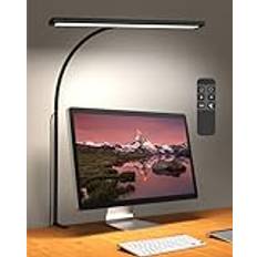 iFalarila 10 W skrivbordslampa dimbar med fjärrkontroll | 160 LED superljus klämma med USB-adapter | 3 färgtemperaturer och 10 ljusstyrkenivåer | 70 cm flexibel svanhals (med fjärrkontroll)