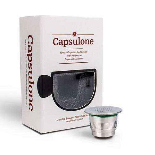Kapsel/kapsel av metall i rostfritt stål kompatibel för nespresso kaffemaskin påfyllningsbar återanvändbar och kaffekapsel och manipulering - 1 tvärgående tråd