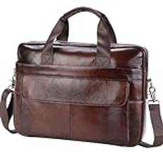 BTDAO Läderportfölj 15 tum laptopväska messenger axel arbetsväska crossbody handväska för affärer resor för män far make, Röd