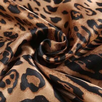 1 st. konstsilkestyg med leopardmönster, slät textur, draperbart, förskuret tyg för kläder och heminredning, gör-det-själv, låser upp den vilda esteti - Leopardfärg (150*50,150*100,150*200,150*300,150*500)