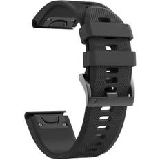Bracelet pour Garmin Quatix 6X Solar - Garmin Quatix 3 - Silicone Noir 26mm QuickFit Phonillico®