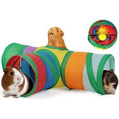 HYLYUN Faltbarer Meerschweinchen Tunnel 3-Wege Meerschweinchenversteck Kleintieraktivitätstunnel Spielzeug für Meerschweinchen Ratte Chinchilla Frettchen Hamster