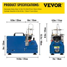 Högtrycks PCP luftkompressor pump, 4500PSI, Olje/Vatten Separator, Vattenkylningssystem 220V Manual Stop