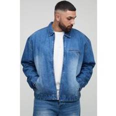 Mens Mid Wash Plus Zip Up Denim Overshirt