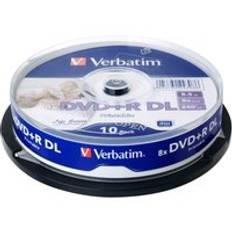 Verbatim dvd rdl 8.5gb 8x 10pk spindel vit bred bläckstråleskrivbar skrivbar inspelningsbar mediaskiva dubbel dubbelskikt tomt kompakt skriv