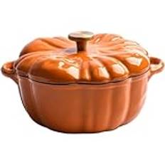 Pumpkin Pot, Pumpkin Dutch Oven Pot with Lid, Non Stick Enamel Pumpkin Dutch Oven, Even Heating Universal Kitchen Pumpkin Pot for Stew,Orange,1.5L