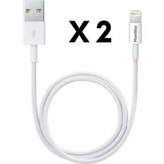 Pack of 2 White USB Charger Cables for iPhone 11 / 11 PRO / 11 PRO MAX - Charger Cable Measures 1 Meter [Phonillico®]