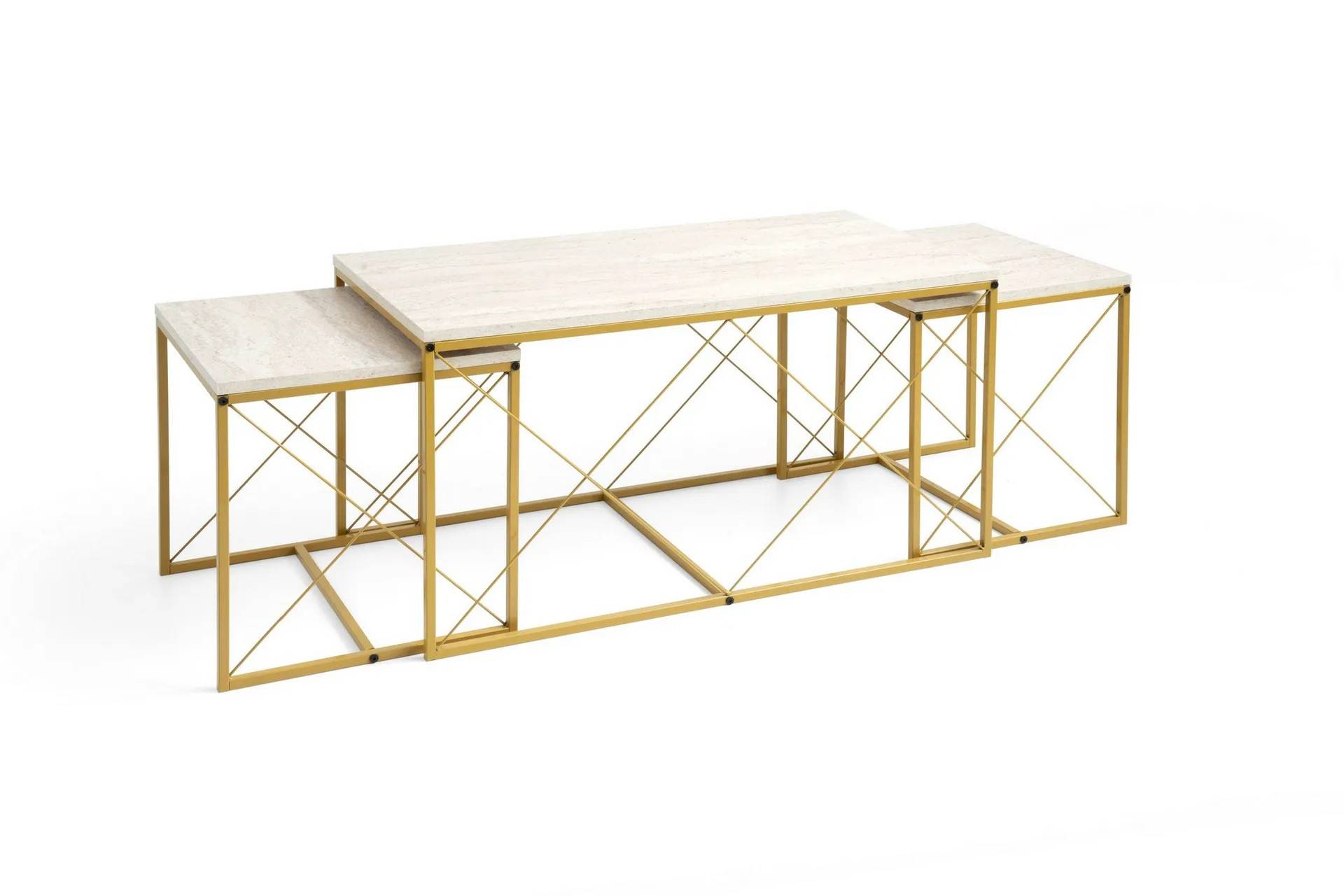 Defneia Soffbord 100 cm Guld/Marmor