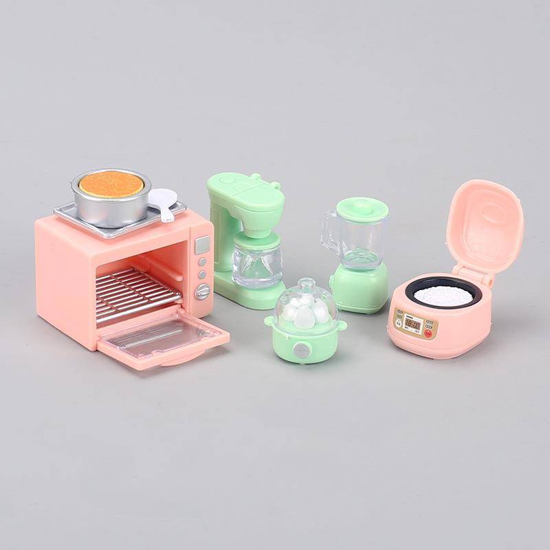Kids Miniature Play Activity House Miniature Rice Cooker Oven Juicer Egg Steamer Compact Model Children's Doll House Accessories