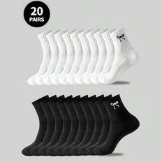 5 par/10 par/20 par/30 par herrstrumpor för vardagsbruk, medellånga strumpor, vita strumpor, vinterstrumpor, svarta strumpor, luktborttagning, sportst - Multifärgad (5 par vita,20 par vita,10 par vita,10 vita + 10 svarta,10 par svarta,5 par svarta,20 par svarta)